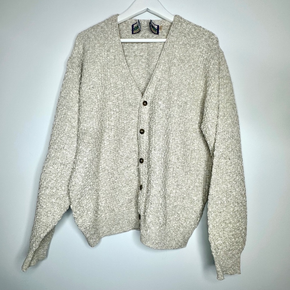Vintage Shenandoah Mens Rib Sweater Cardigan Grandpa, Made in USA, Size L